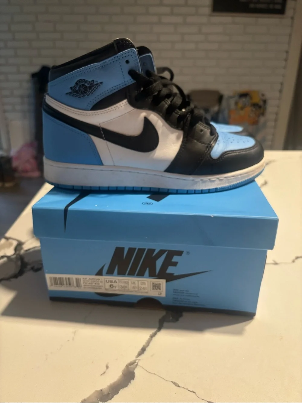 Nike Kids Air Jordan 1 Mid Sneakers - University Blue/Black/White